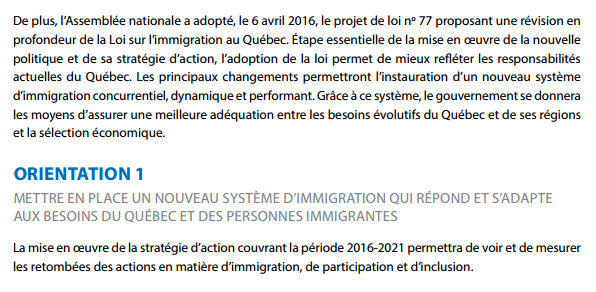 魁北克移民文件中的透露出相关计划信息