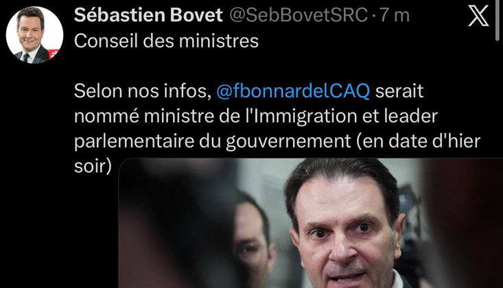 内阁重组！CAQ务实派老将重掌魁省移民部